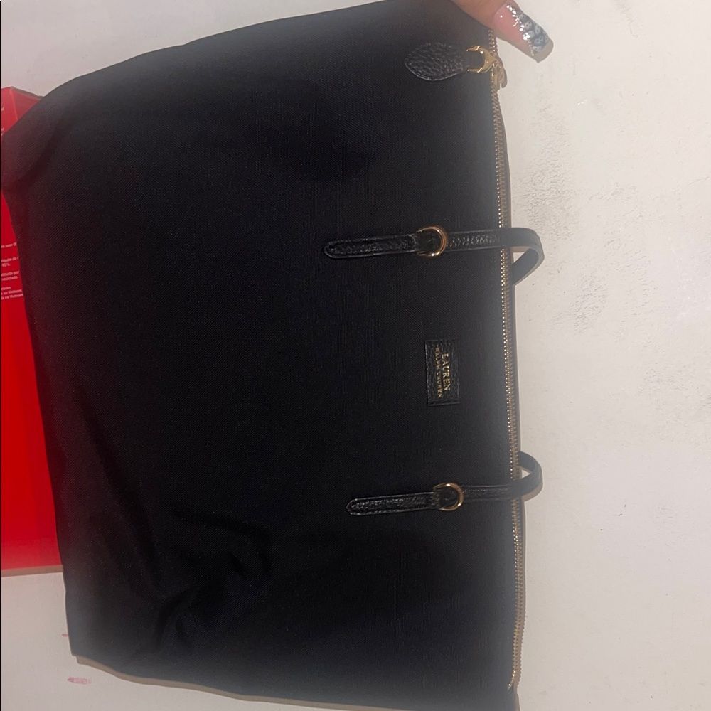 Ralph Lauren Black Textured Tote
